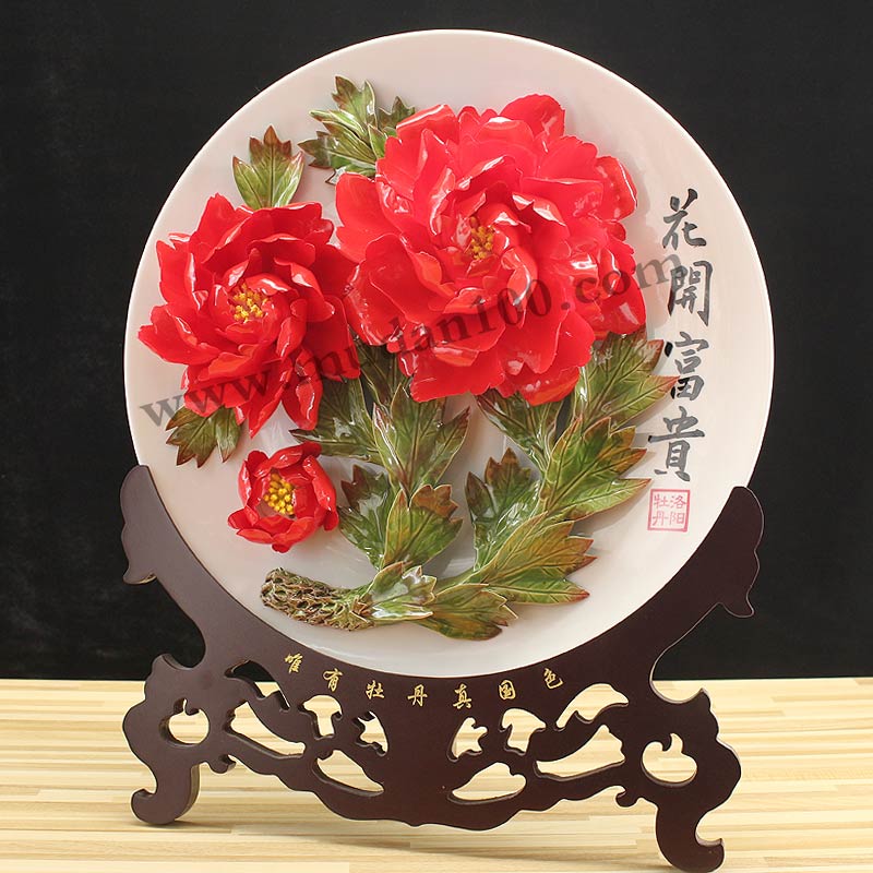 晨紅牡丹瓷側(cè)面